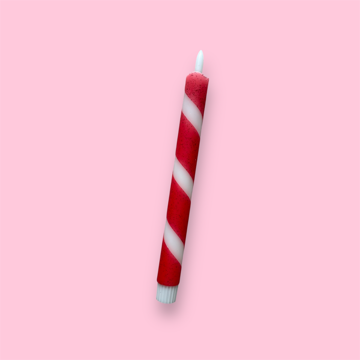 LED-kaars - Swirl - Rood/glitter