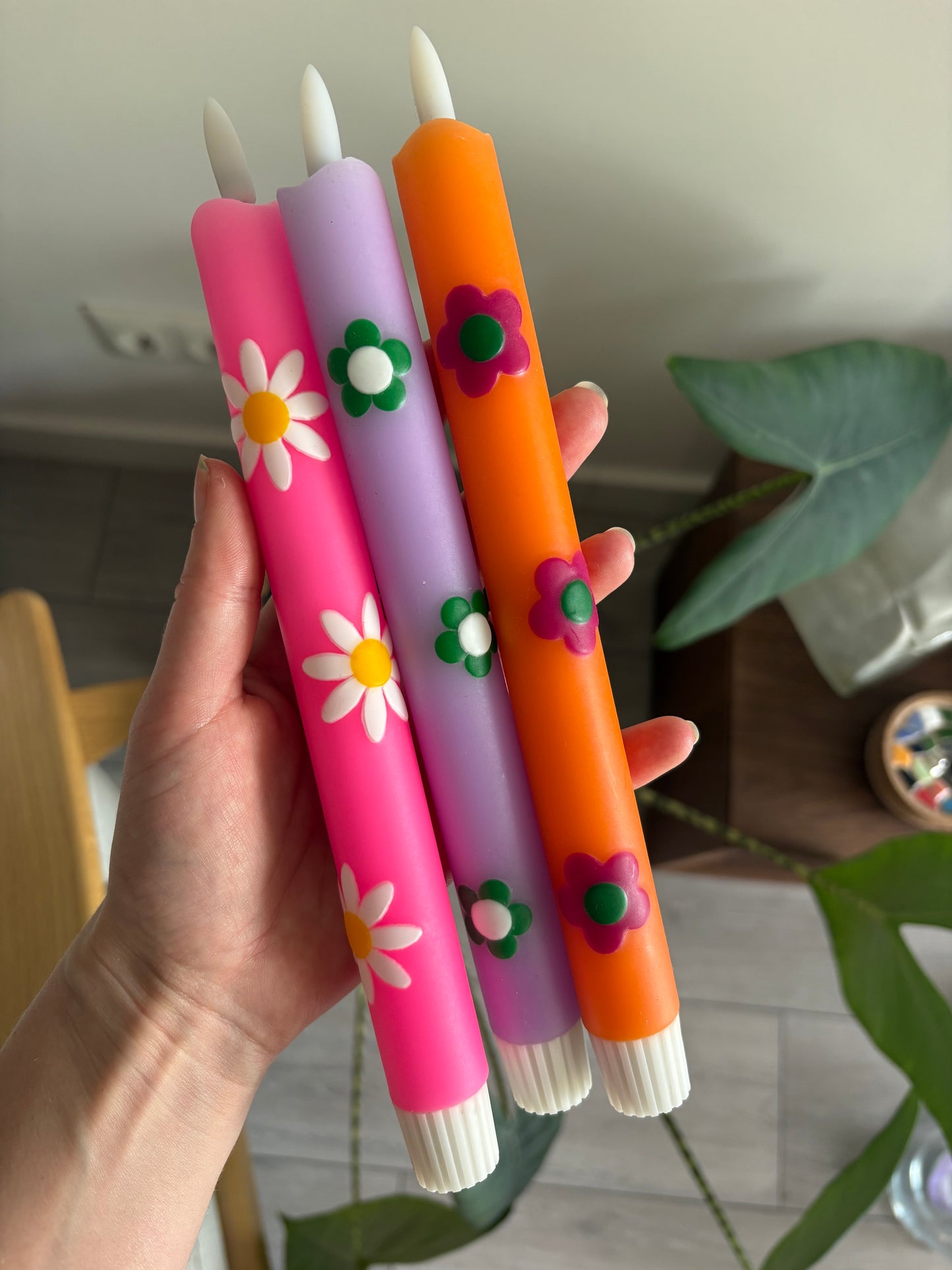 LED-kaars - Bloem - Lila