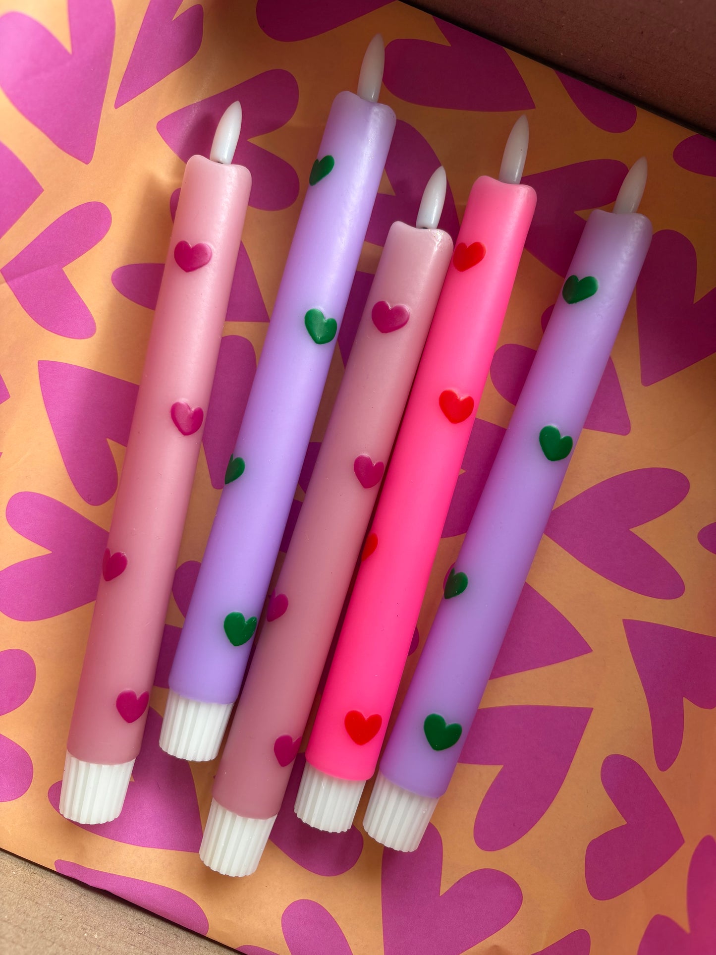 LED-kaars - Hartjes - Licht roze