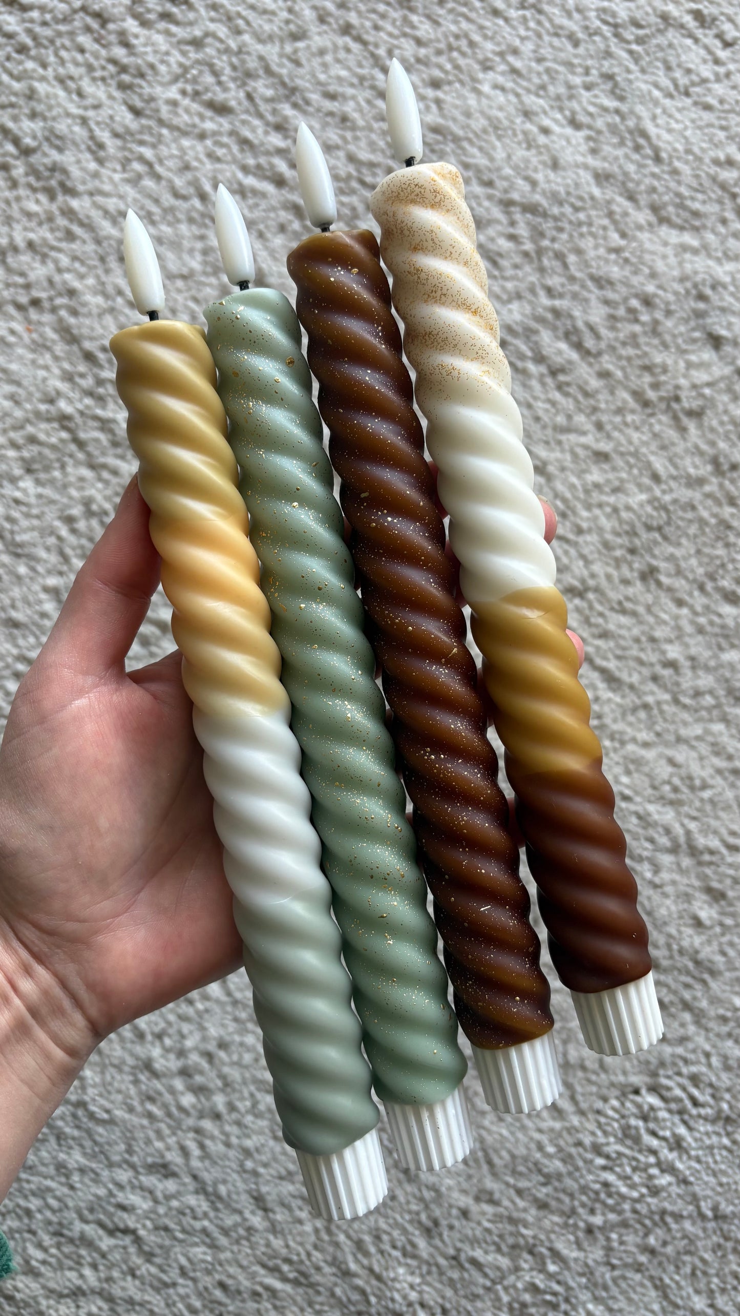 LED-kaars swirl - Bruin/beige/glitter