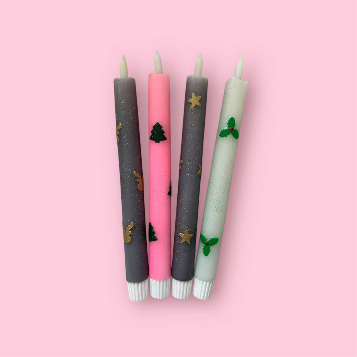 LED-kaars - Kerst - Kerstboom/roze