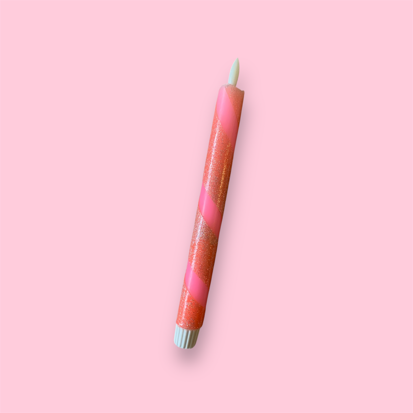 LED-kaars - Swirl - neon roze/glitter (holographic)