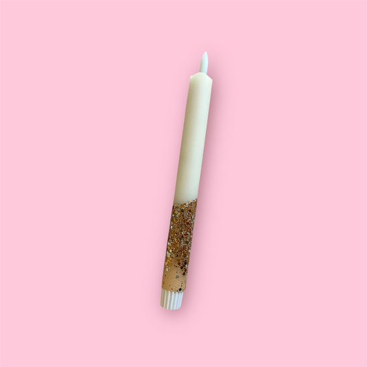 Led-kaars - Terra/beige/glitter