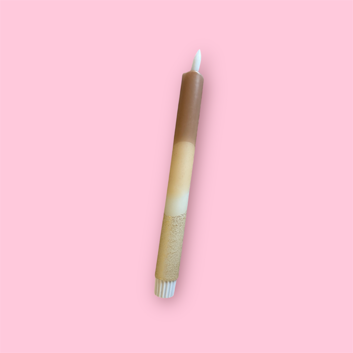 LED-kaars - Dip dye - Glitter/beige/terra/bruin