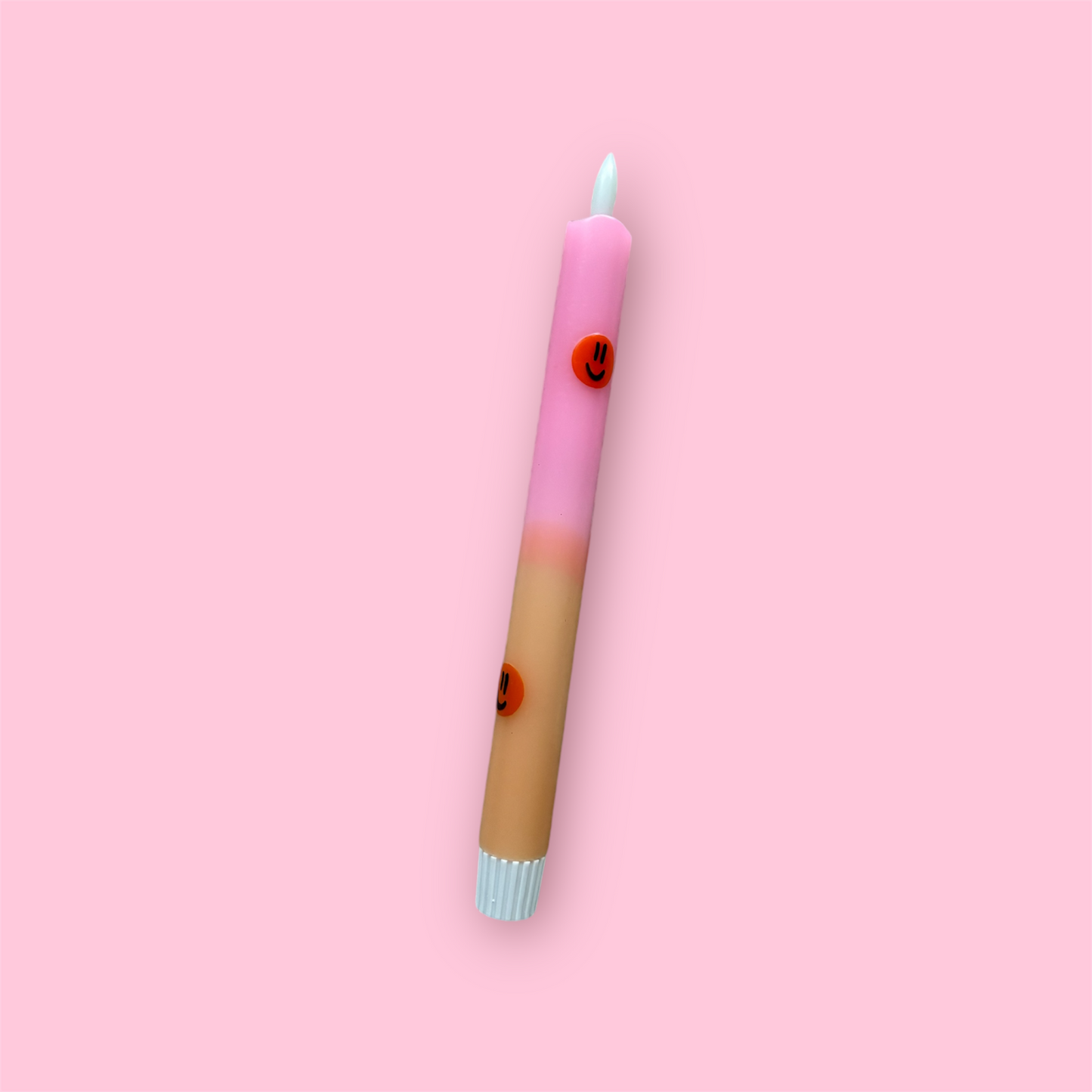 LED-kaars - Smiley's - Oranje/neon roze
