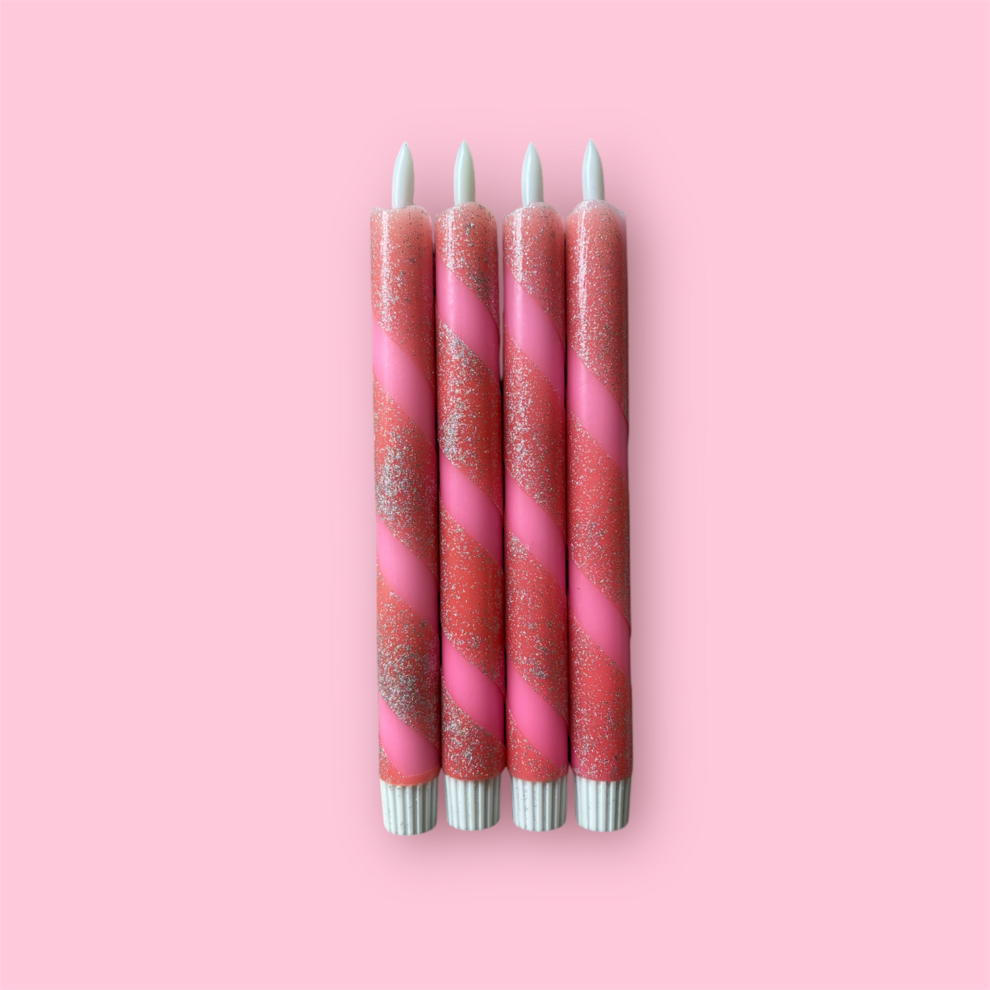 LED-kaars - Swirl - neon roze/glitter (holographic)