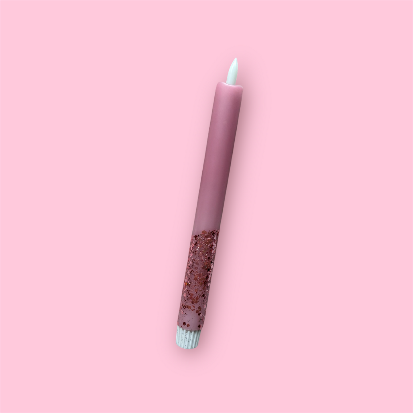LED-kaars - Robijn/glitter