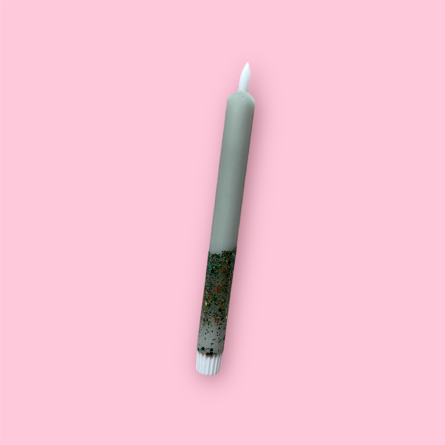 LED-kaars - Groen/glitter