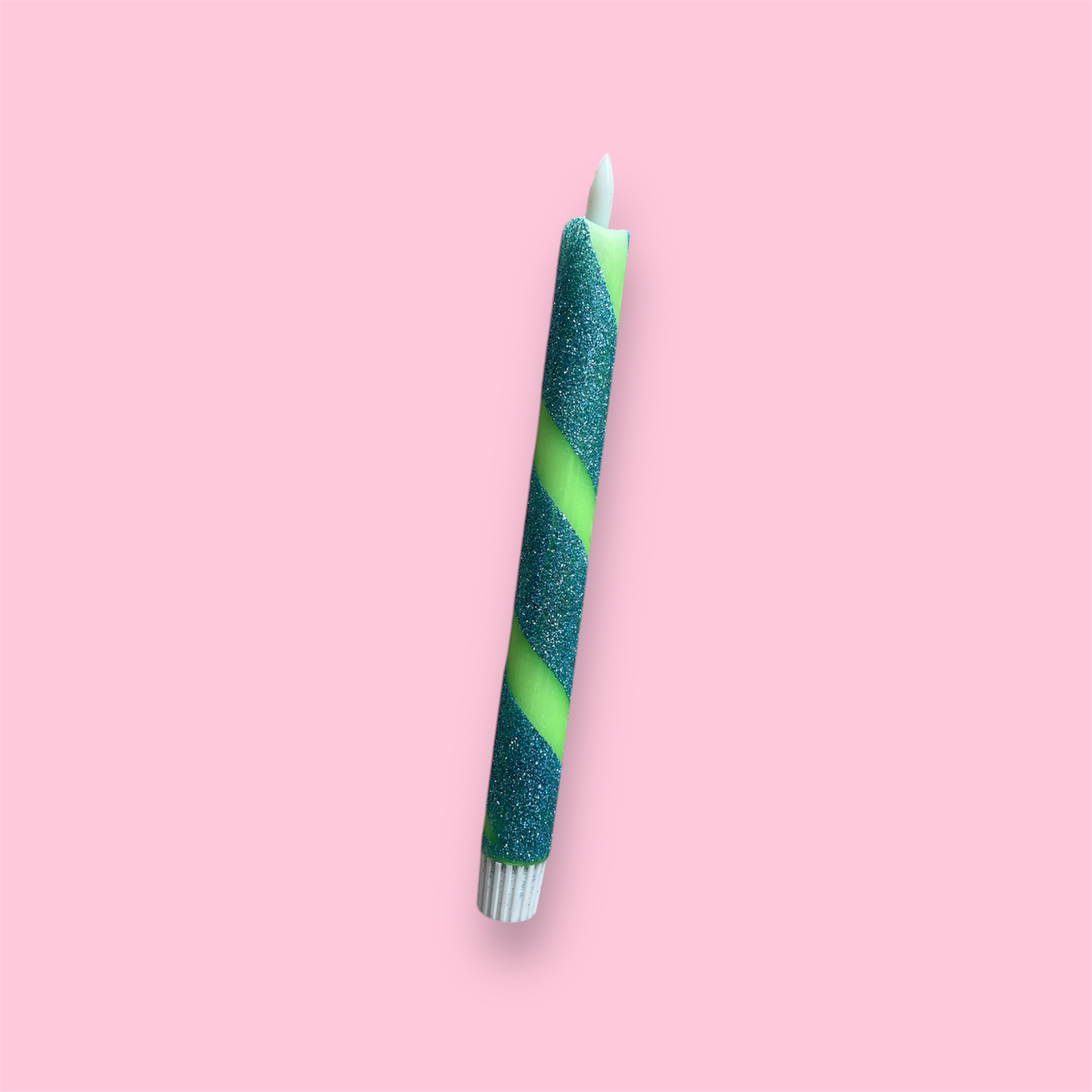 LED-kaars - Swirl - Neon groen/glitter