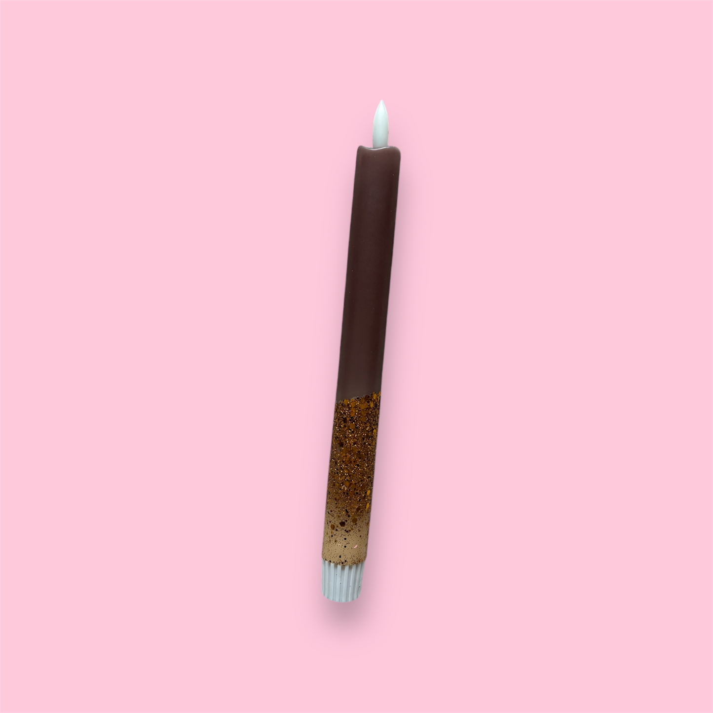 LED-kaars - Terra/bruin/glitter
