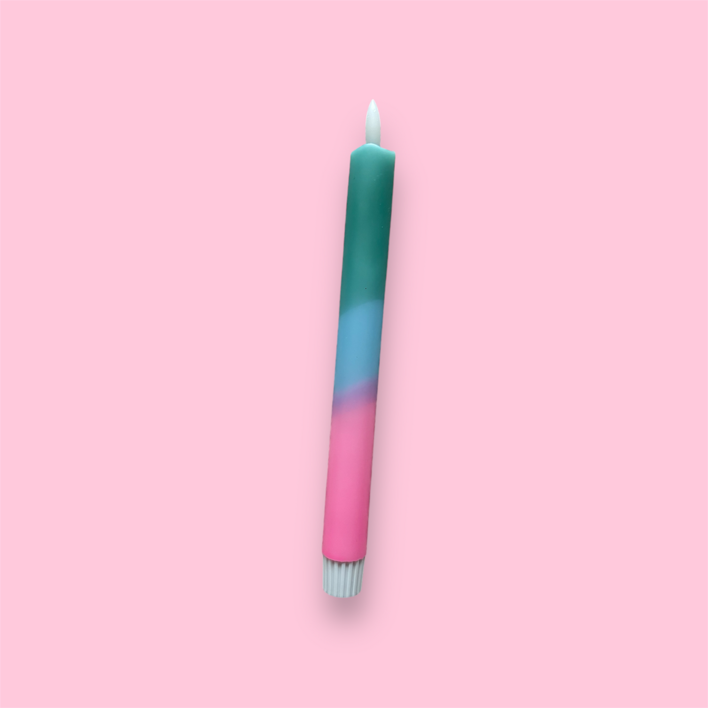 LED-kaars - Dip dye - Neon roze/blauw