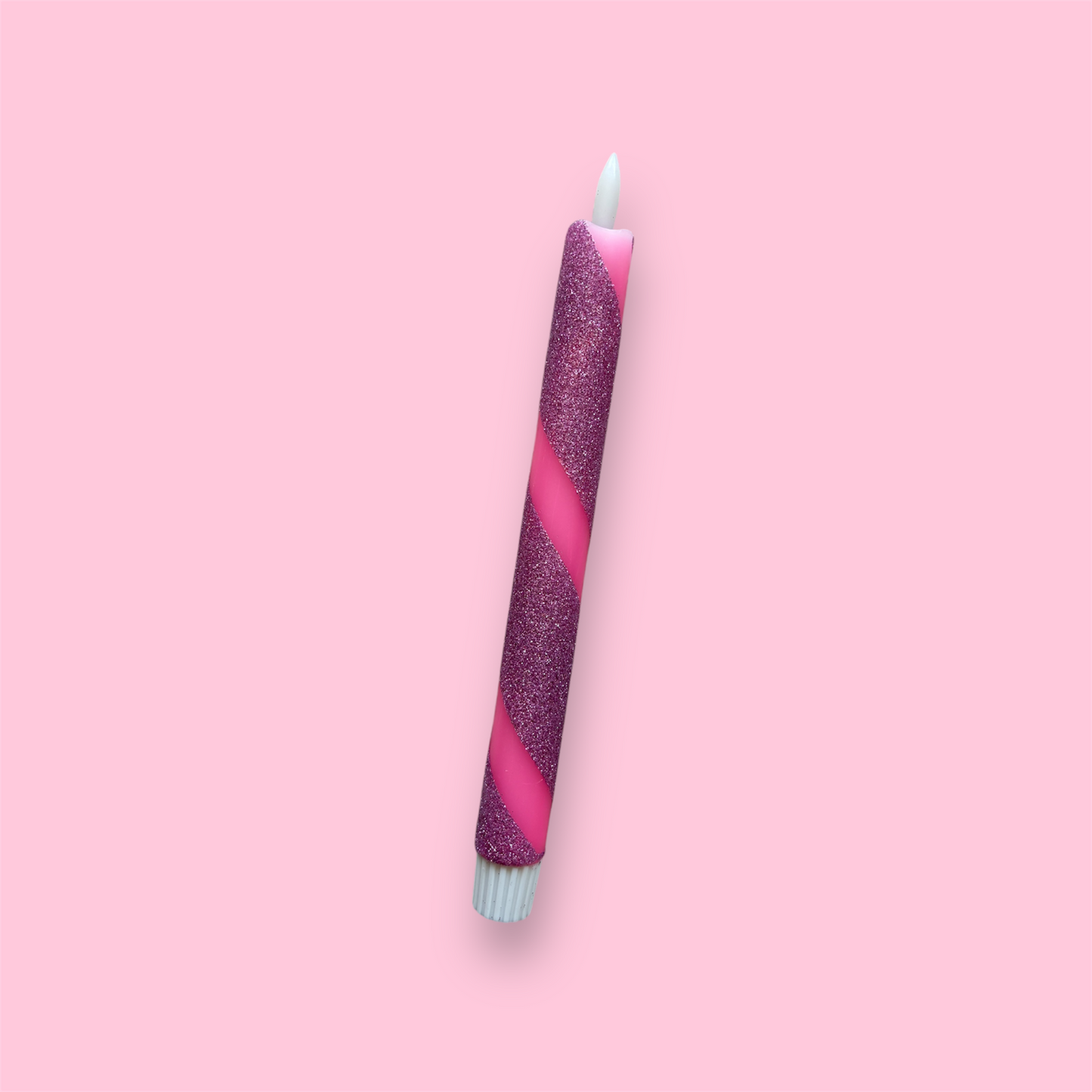 LED-kaars - Swirl - Neon roze/glitter