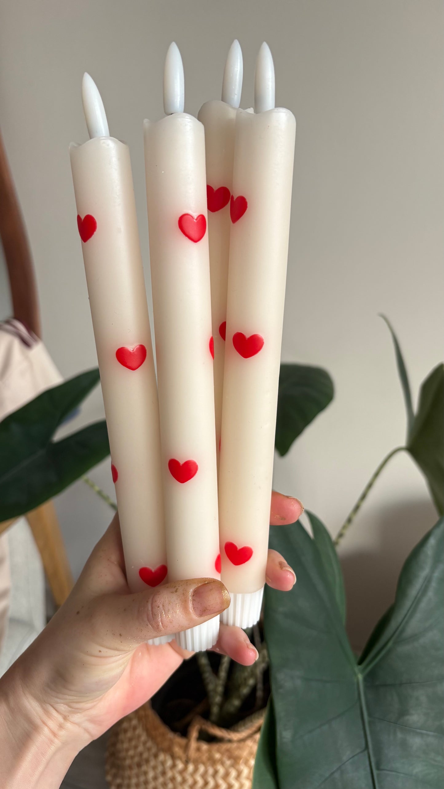 LED-kaars - Hartjes - Wit