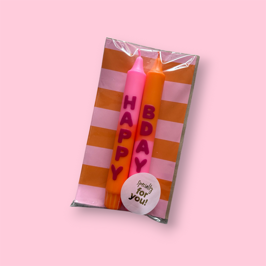 HAPPY BDAY (roze) - 2 stuks