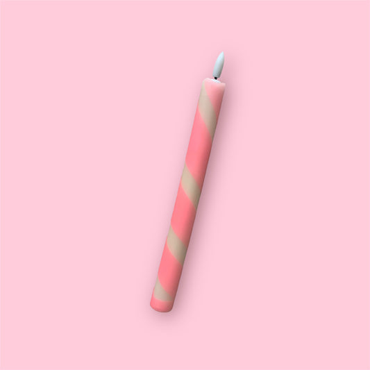 LED-kaars - Swirl - Beige/neon roze