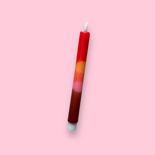 LED-kaars - Dip-dye - Bruin/roze/oranje/rood