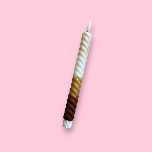LED-kaars swirl - Bruin/beige/glitter