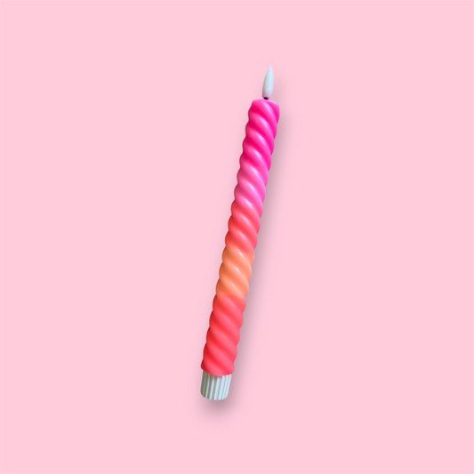 LED-kaars swirl - Oranje/roze