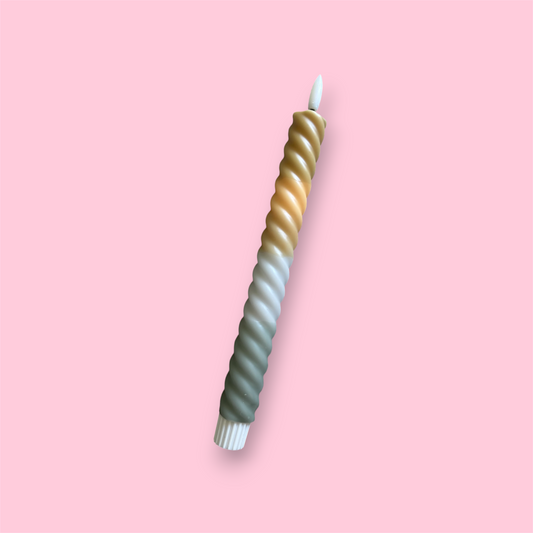 LED-kaars swirl - Groen/beige/terra