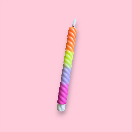 LED-kaars swirl - Roze/lila/geel/oranje