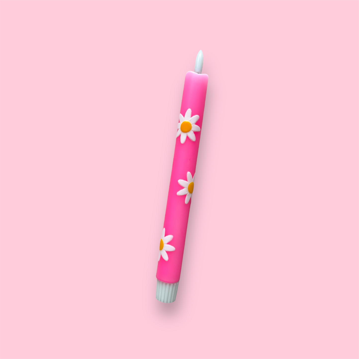 LED-kaars - Bloem - Neon roze