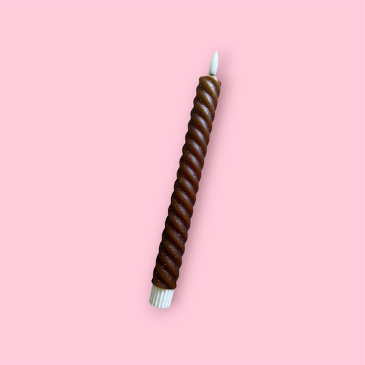 LED-kaars swirl - Spark - Bruin