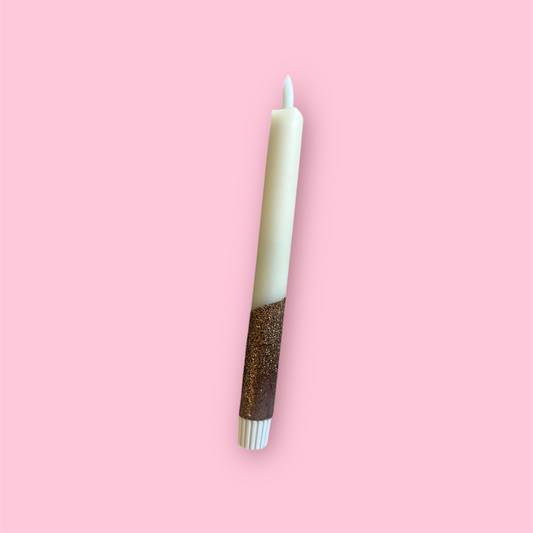 Led-kaars - Bruin/beige/fijne glitter