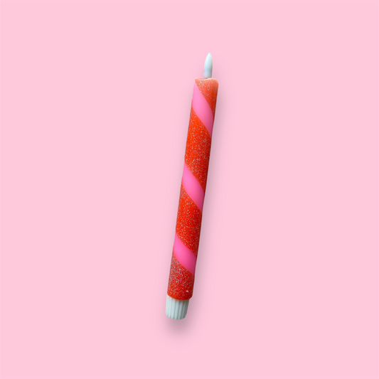 LED-kaars - Swirl - neon roze/glitter (holographic)