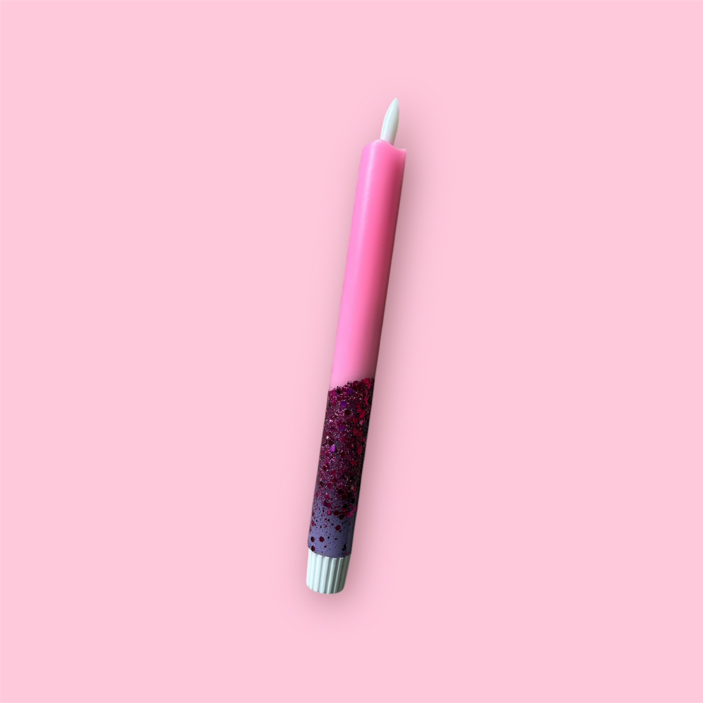 LED-kaars - Paars/neon roze/glitter