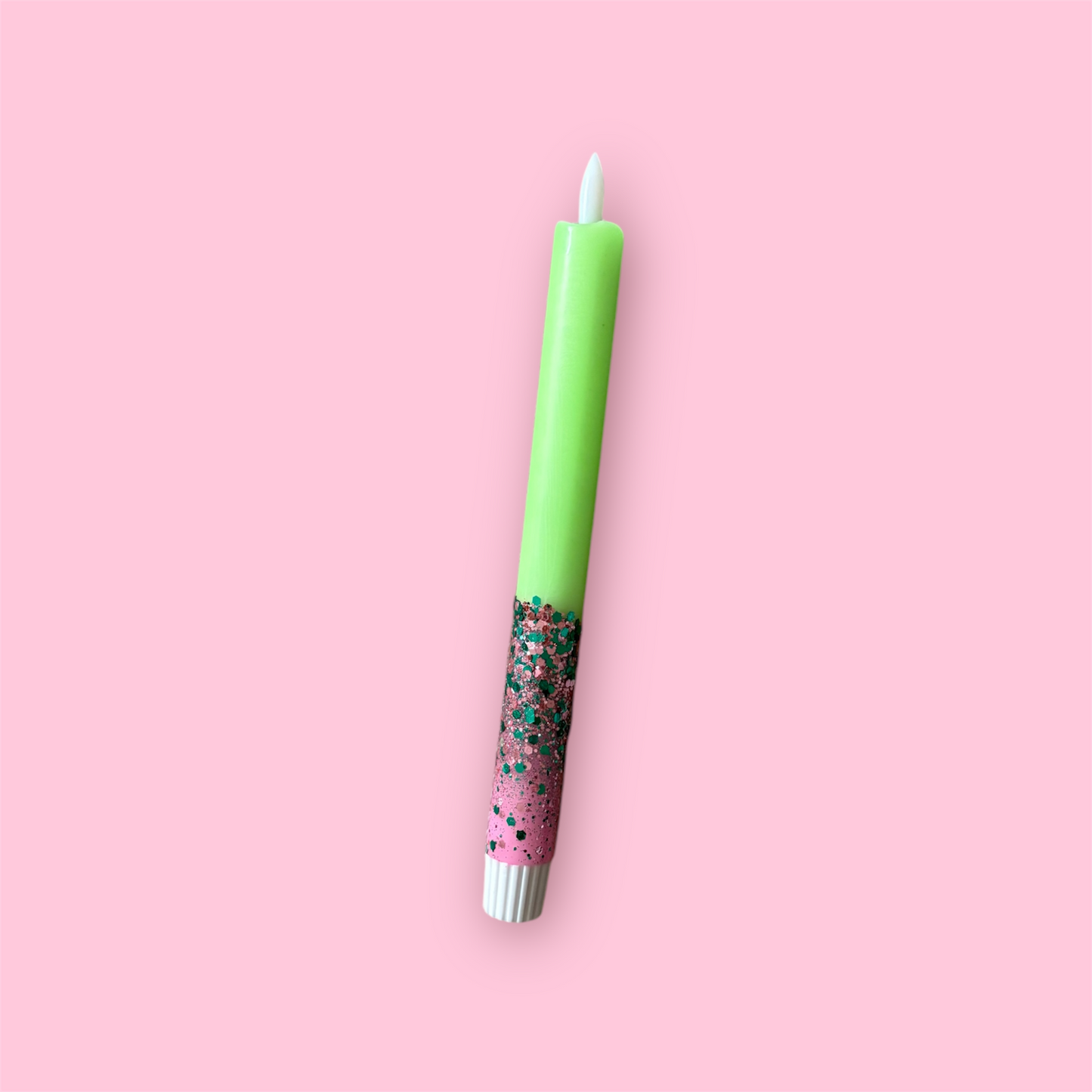 LED-kaars - Neon roze/neon groen/glitter
