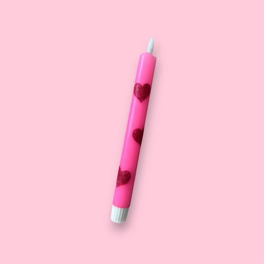 LED-kaars - Hartjes glitter - Neon roze