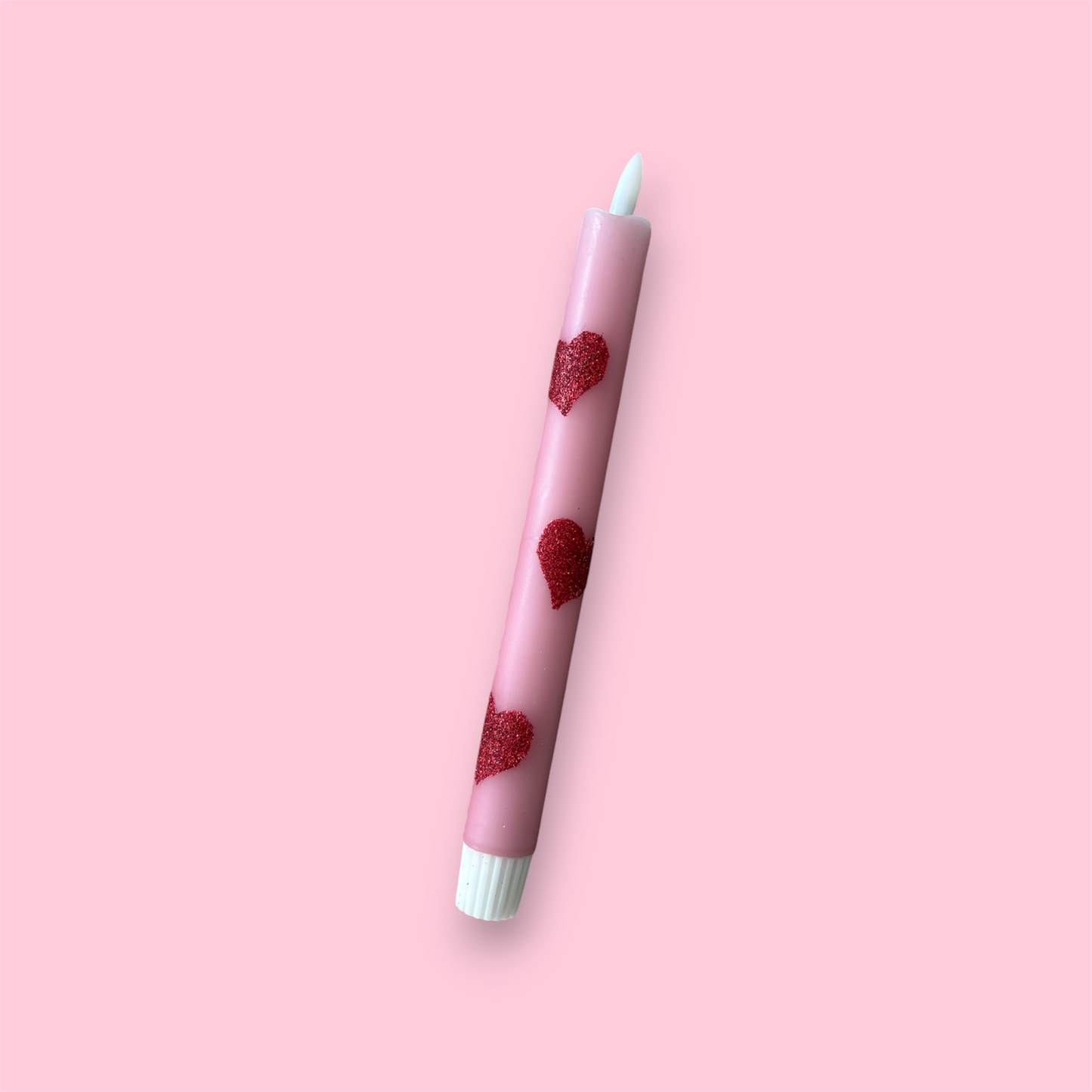 LED-kaars - Hartjes glitter - licht roze