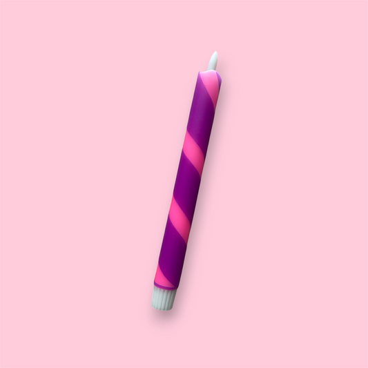 LED-kaars - Swirl - Neon roze/paars