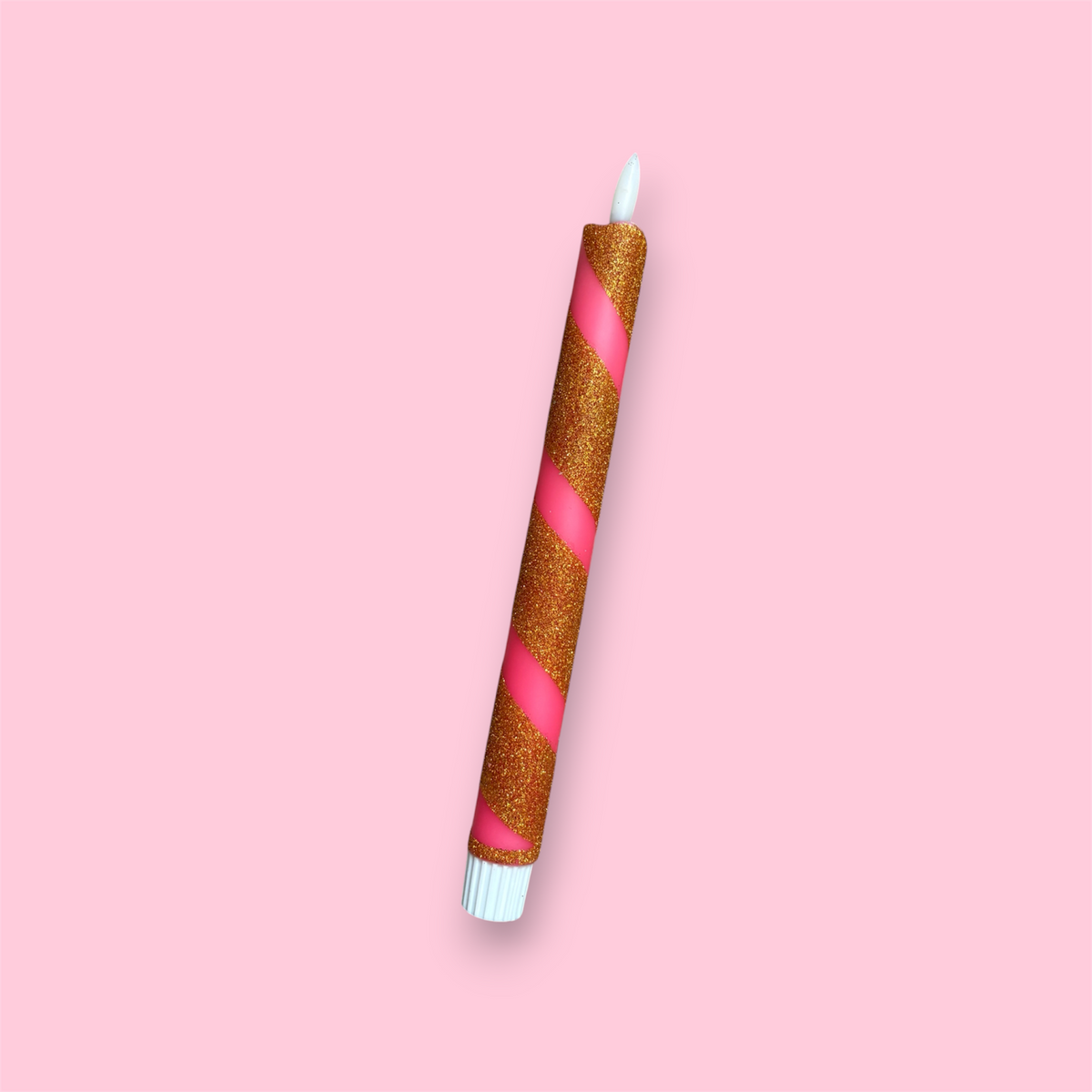 LED-kaars - Swirl - Candy roze/glitter