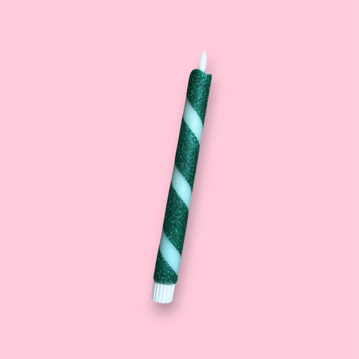 LED-kaars - Swirl - Mint/glitter