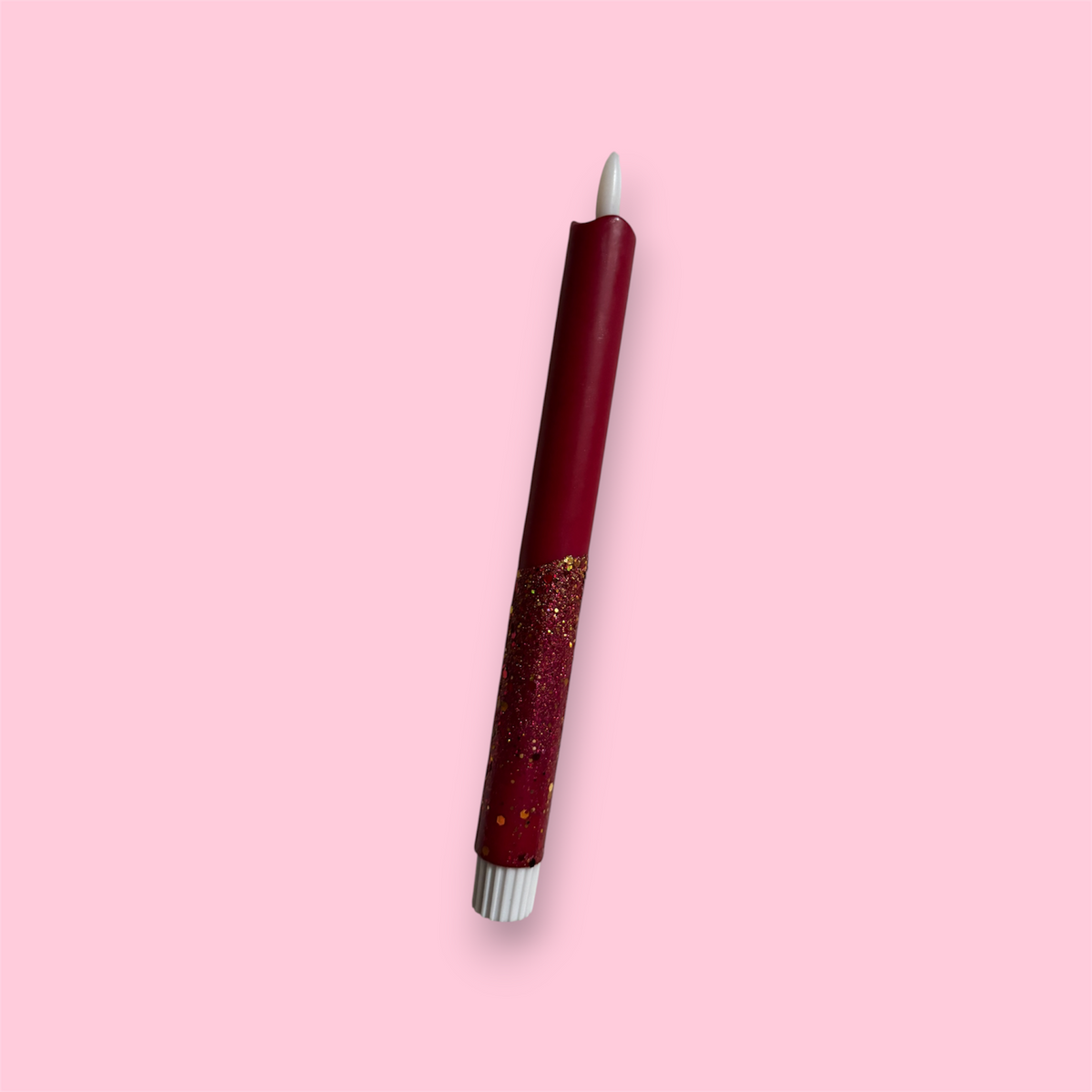 LED-kaars - Burgundy glitter
