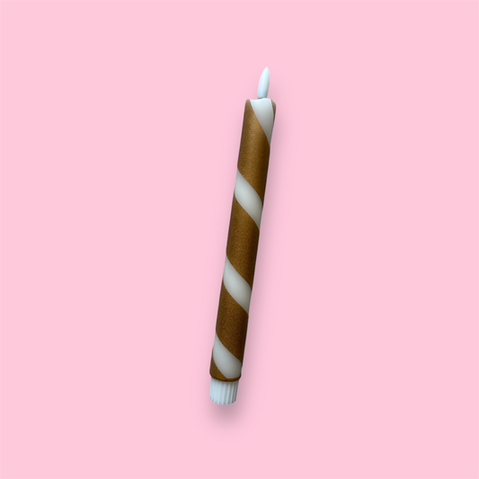 Led-kaars - Swirl - Gebroken wit/goud