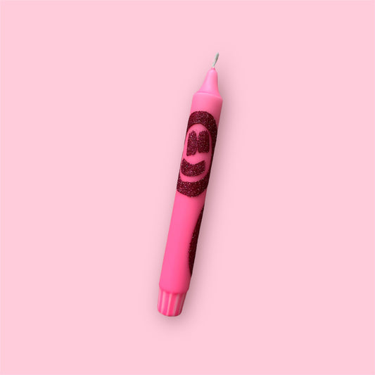 Dinerkaars - Smiley glitter - Neon roze